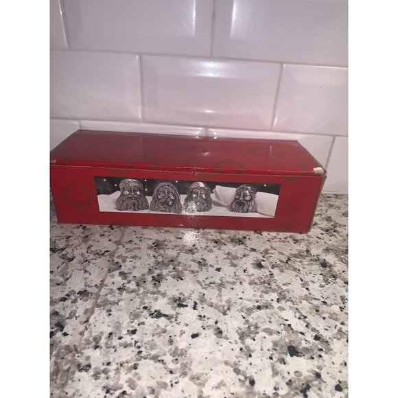 Home for the Holidays Vintage Santa Sliver Metal Napkin Rings Holders Set Of 4 - Picture 7 of 9